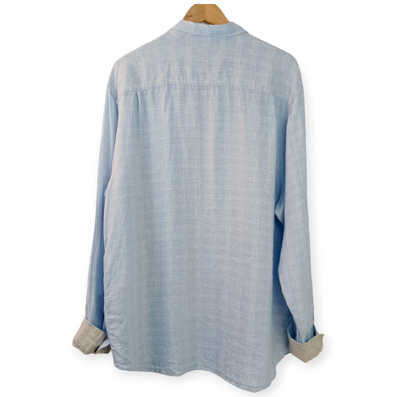 Tommy Bahama SZ XL Ventana Plaid Linen Shirt Light Sky $128 - Picture 5 of 8